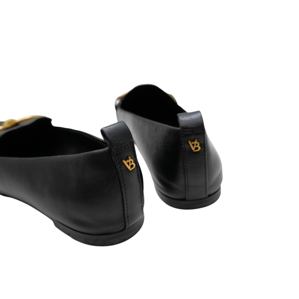 Veronica Beard Champlain Loafers 7 Black Leather Gold Horsebit Pointed Flats - Picture 7 of 8